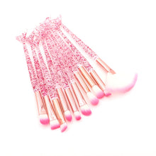 Cargar imagen en el visor de la galería, 10pcs Pink Mermaid Makeup Brushes Set Eyeshadow Blush Foundation Brush Lip Brush Crystal Diamond Make up brush Kits maquiagem
