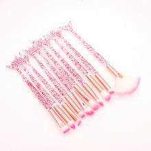 Cargar imagen en el visor de la galería, 10pcs Pink Mermaid Makeup Brushes Set Eyeshadow Blush Foundation Brush Lip Brush Crystal Diamond Make up brush Kits maquiagem

